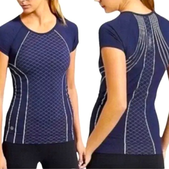 Athleta Tops - ATHLETA Finish Fast athletic work out running top navy- medium